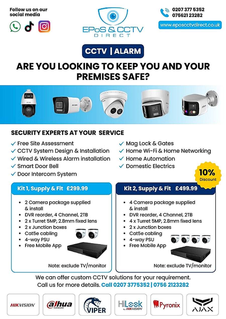 EPoS & CCTV Direct brochure: CCTV and alarm kits, services and prices
